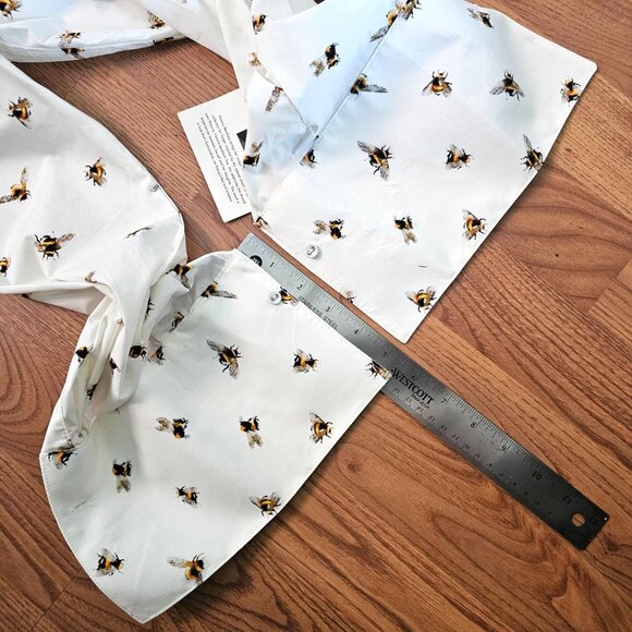 NWT!! Victoria Beckham Bee Print Long Sleeve Button Up Shirt, 100% Cotton, S - Picture 6 of 10